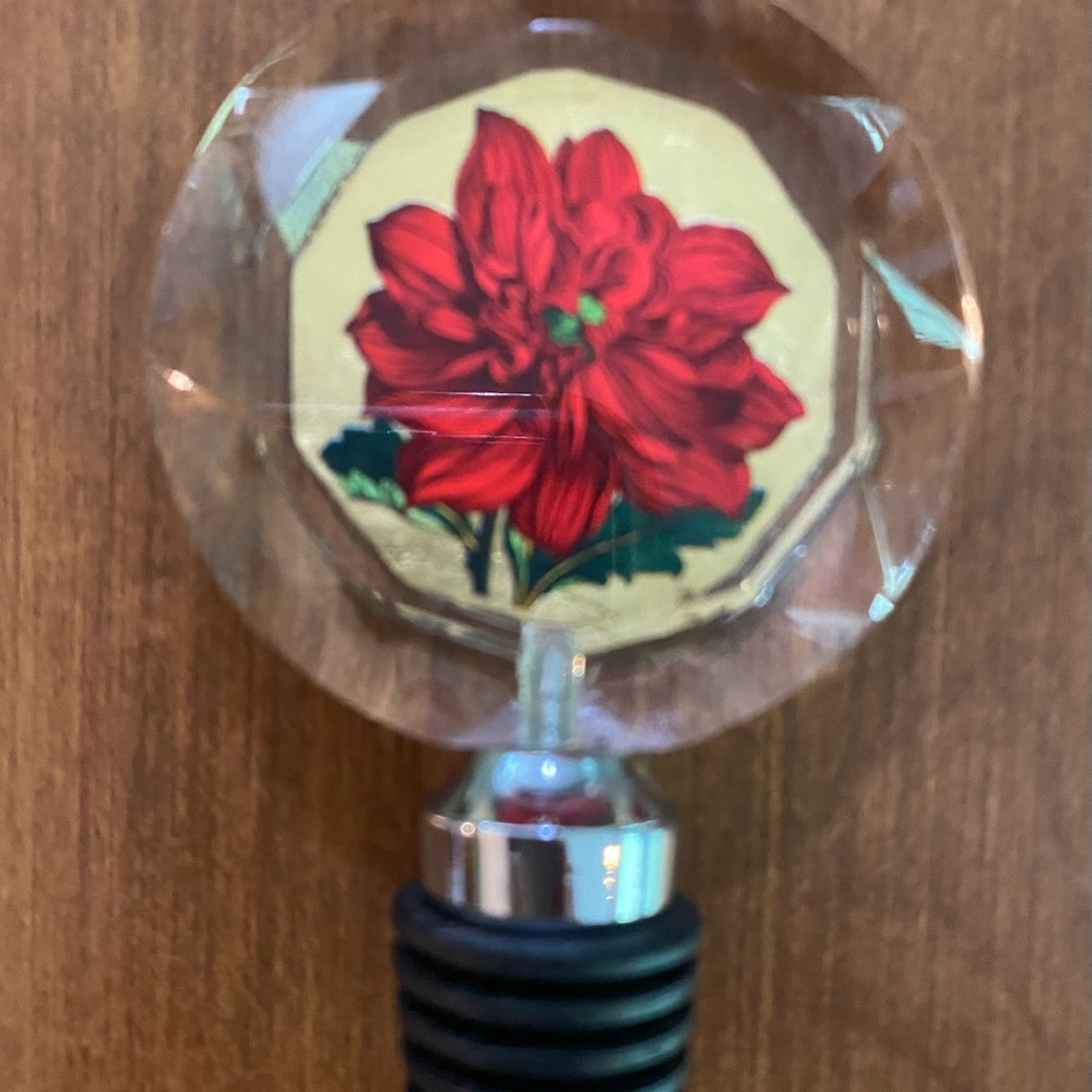 Red flower wine bottle stopper NWOT - Picture 2 of 6